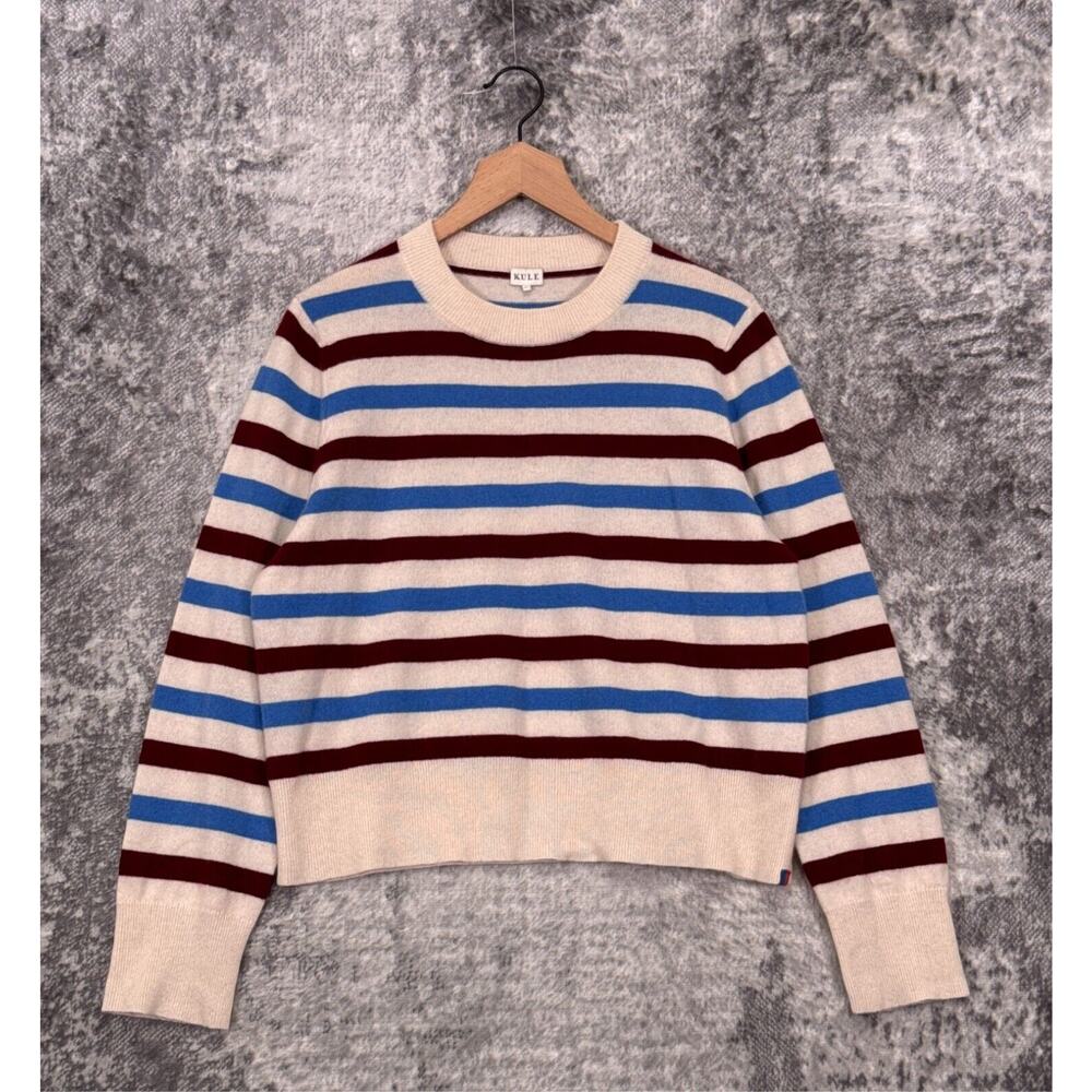 Kule Sweater Medium Womens Striped Cashmere Knit Boxy Pullover Crew Neck